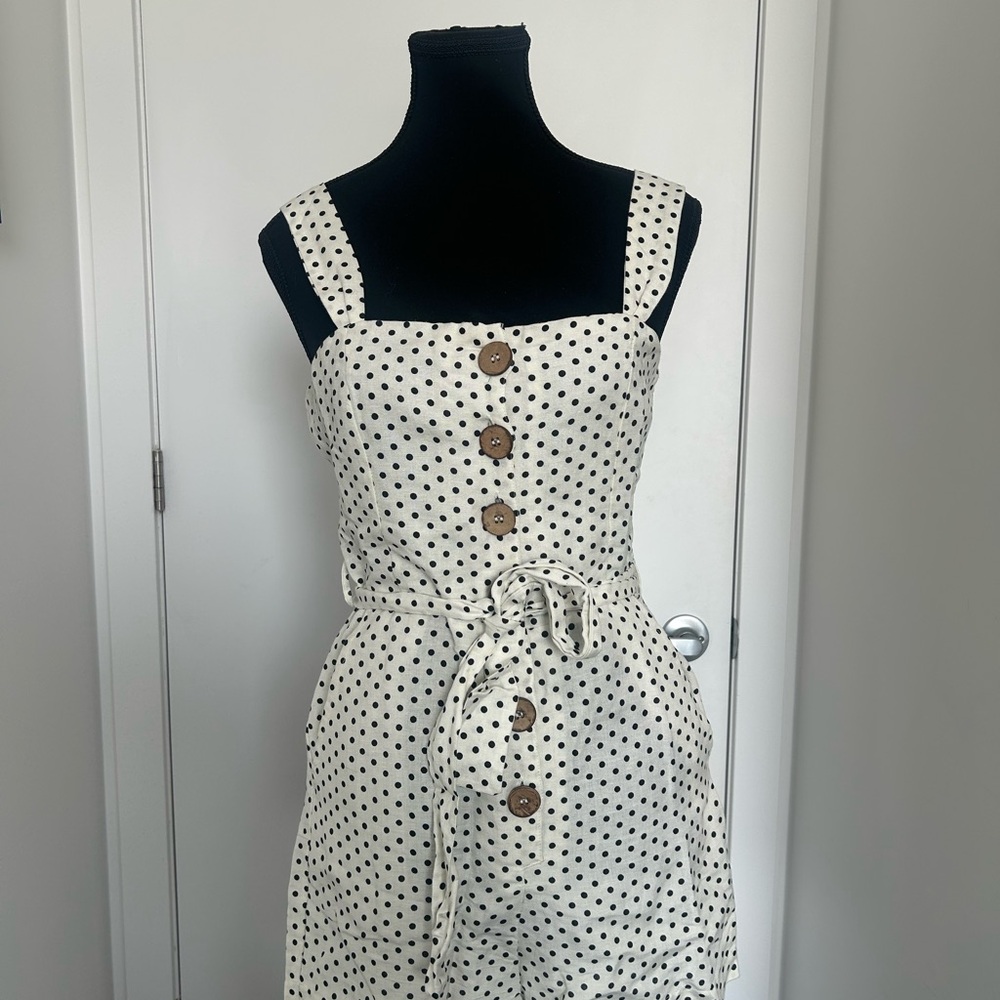 Mango White Sleeveless Square Neck Mini Sundress